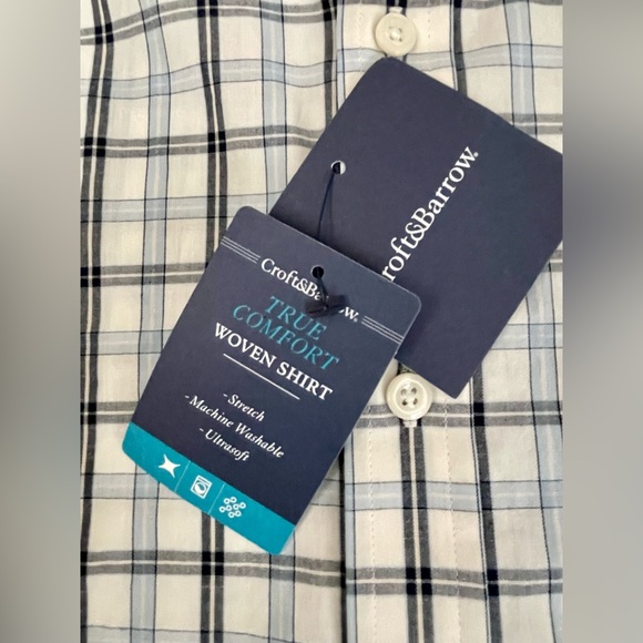 Croft & Barrow Stretch True Comfort Woven Shirt Machine Wash UltraSoft Size Med - Picture 6 of 10